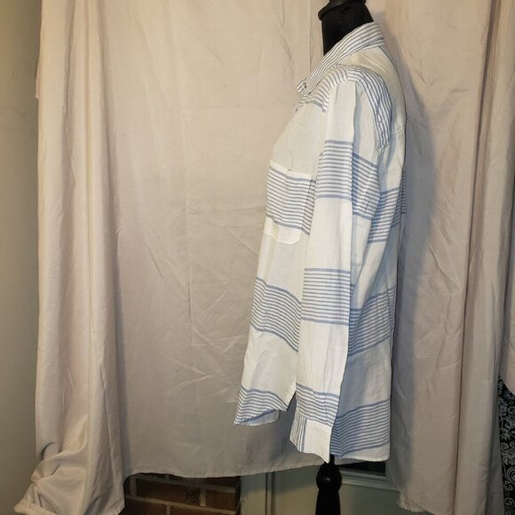 Women's Lou Grey White and Blue Striped Shirt - L - Picture 2 of 4